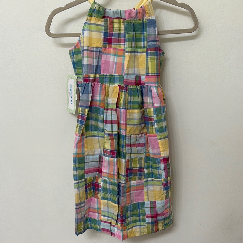 NWT Ragsland Rags land Madras Plaid Patchwork Preppy Sundress w/ Tie